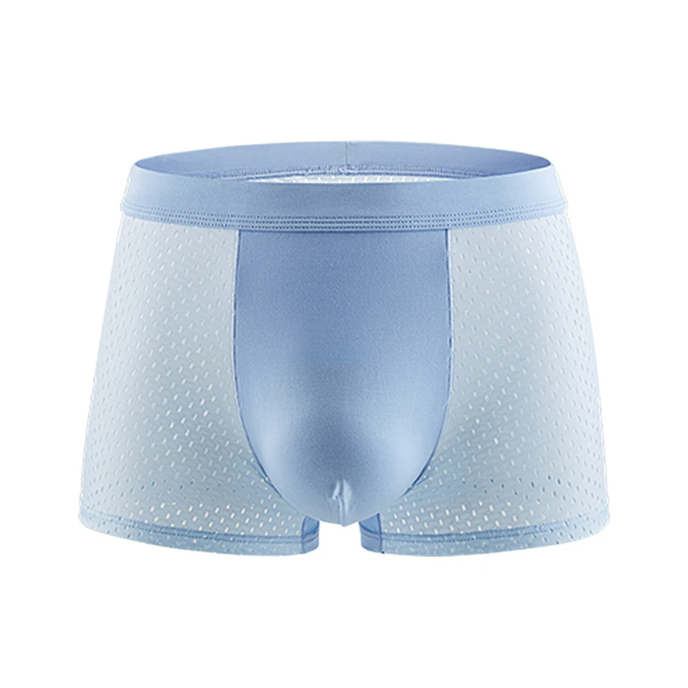

Soft Boxer Briefs Men Breathable Mesh Hole Underwear Summer Cool Panties Bulge Pouch Underpants Stretch U-convex Boxer Shorts