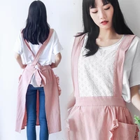 new korean fashion adult women apron lace lace cotton kitchen bakery beauty flower shop overalls apron simple style
