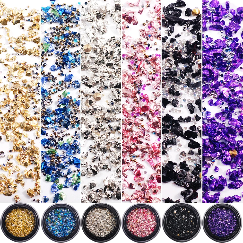 

Новинка, 6 стилей, блестящие искусственные аксессуары для дизайна ногтей своими руками