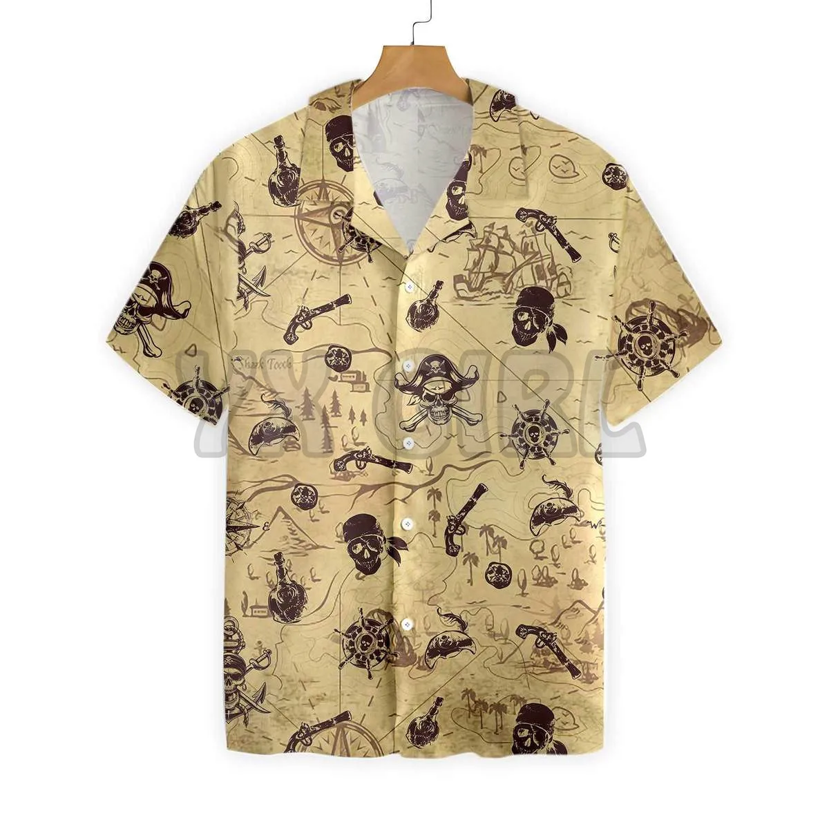 Skull Pirate Pattern 3D All Over Printed Hawaiian Shirt Men's For Women's Harajuku Casual Shirt Unisex