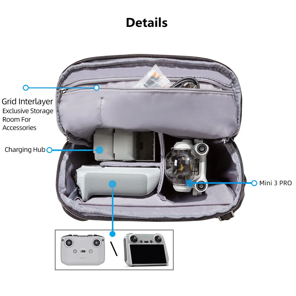 for DJI Mini 3 Pro Storage Case Portable Suitcase Hard Case Waterproof Explosion-proof Carrying Box RC Controller Accessories