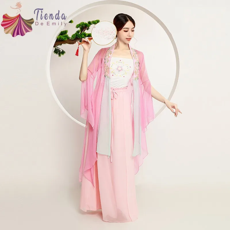 

Fairy Gauze Clothes Women Classical Dance Costume Chinese Folk Dancewear Elegant Female Training Top Ancient Embroidery Collar