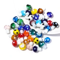 14x10mm colored lampwork glass mushroom beads lovely cartoon loose spacer bead for jewelry earring bracelet accessories