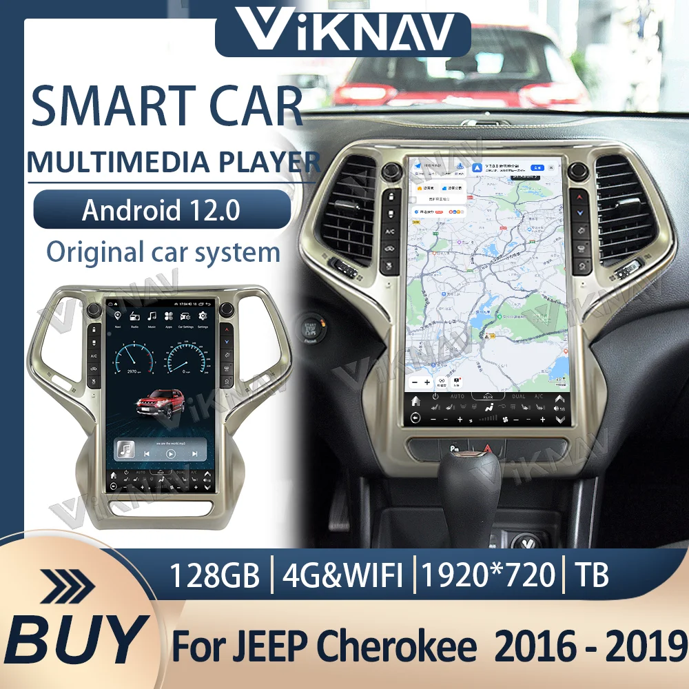 

14,4 дюймовый Android 12 для JEEP Cherokee 2014-2020 автомобильное радио, мультимедийный плеер, сенсорный экран, стерео, GPS-навигация, головное устройство, аудио