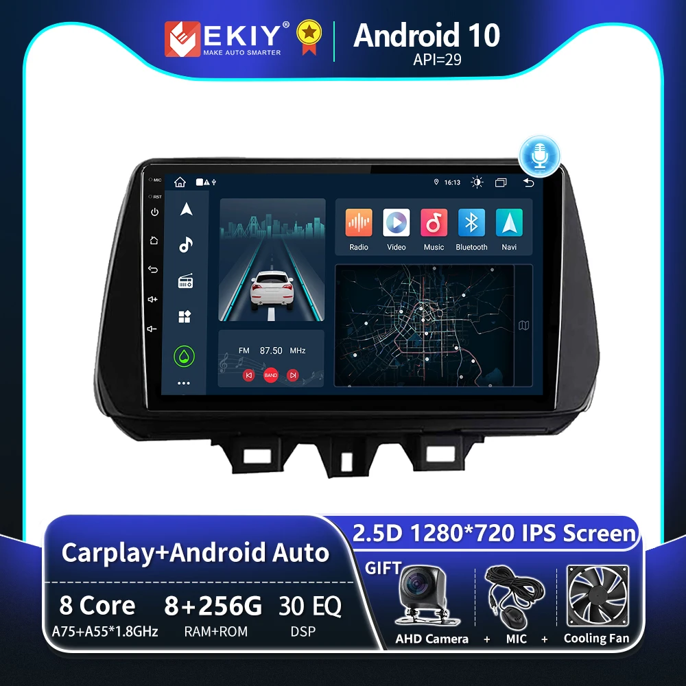 EKIY T8 8G 256G Radio de coche para Hyundai TUCSON 2019 2020 2021 navegación GPS estéreo Auto Android sistema Multimedia grabadora Carplay inalámbrico No 2 Din reproductor de DVD unidad principal