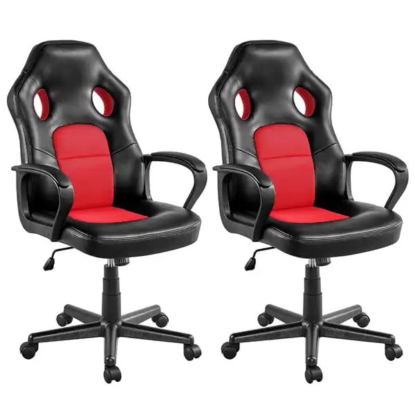 

Adjustable Swivel Artificial Leather Gaming Chair, Set of 2, Red