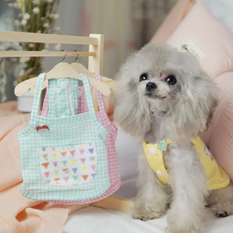 

1pcs Dog Clothes Plaid Suspender Skirt Summer Spring Dog Dress for French Bulldog Chihuahua Schnauzer Labrador Dog Accessories