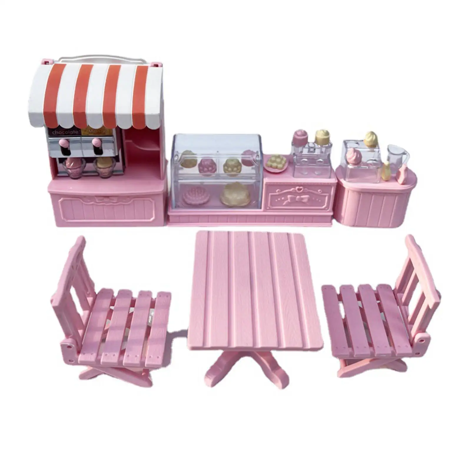 

1:12 Miniature Table and Chairs, Cake Cabinet Ice Cream Cabinet Dolls House