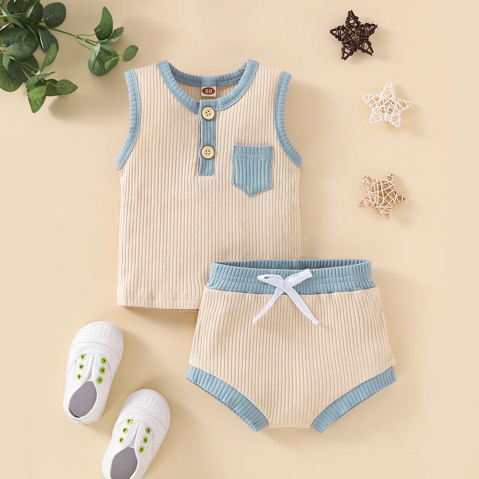 

Baby Boy Clothes Toddler Summer Clothing Sets Infant Solid Ribbed Sleeveless Top + Shorts 2pcs Set Children Casual Vest Outfits