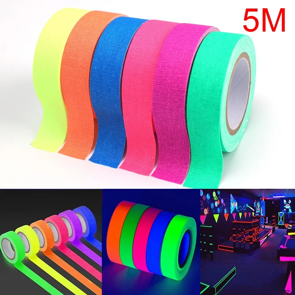 

UV Glow Cotton Tapes Neon Gaffer Party Tape Safety Warning Neon Tape UV Tape Stage Props Wedding Decorations Home Decorations