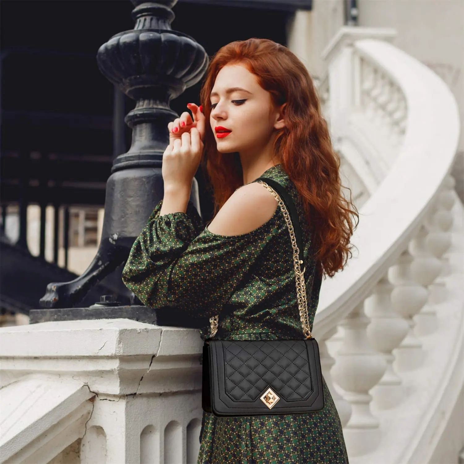 Crossbody Bags for Women Small Handbags PU Leather Shoulder Bag Ladies Purse Evening Bag Quilted Satchels with Chain Strap Gift