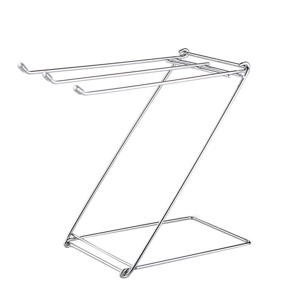 

Daily Life Space Saving Foldable Stainless Steel Towel Rack Bathroom Kitchen Table Rags Rustproof Stable Free Standing Holder