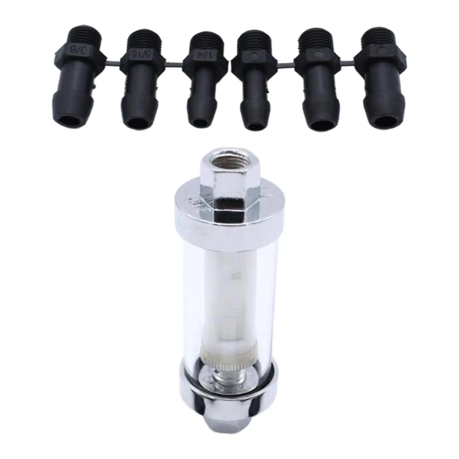 

Inline Fuel Filters 3/8" 1/4" 5/16" Barb Reusable Chrome 100 for Carburated Applications Car Boat