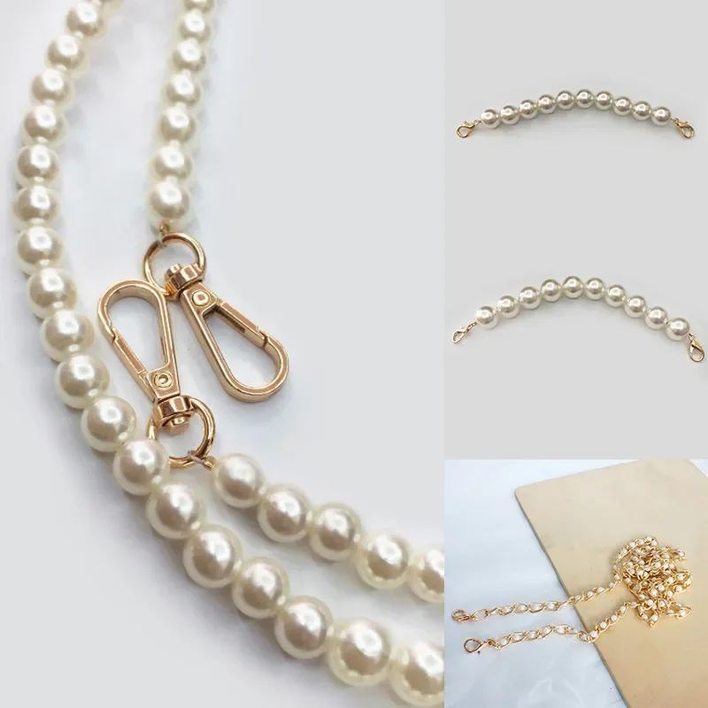 

Handbag Purse Chain Imitate Pearl Strap Bags Belt Handles Pearl Bead Bag Chain For Women Bag Accessories High Quality