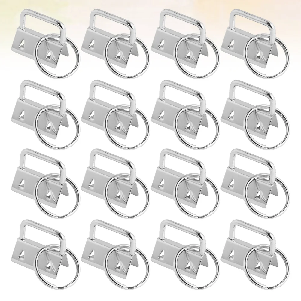 

50Pcs Key Fob with Ring Wristlet for Bag Wristlets with Fabric ( 25mm Silver )