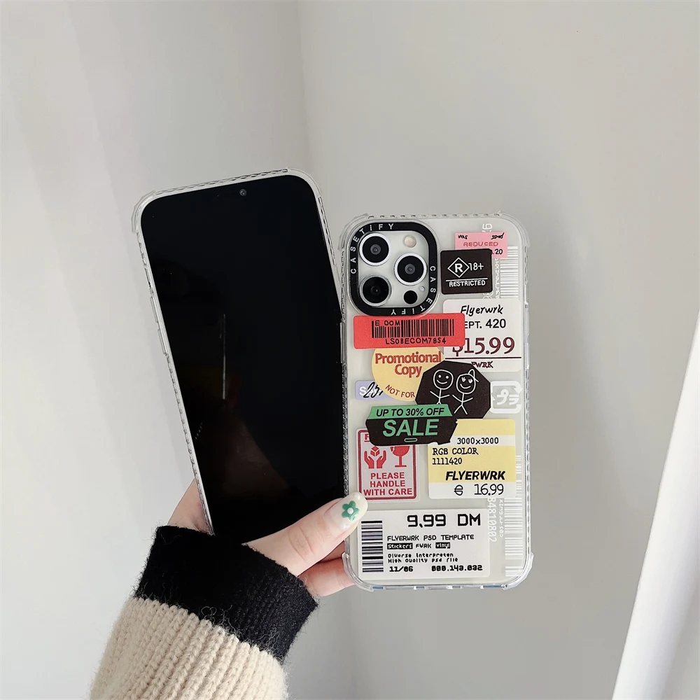 hot brand label warning phone cases for iphone 13 12 11 pro max xr xs max 8 x 7 couple soft silicon transparent tpu back cover free global shipping