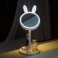 rechargeable lighted makeup mirror desk vanity mirror with 55 led lights 3 lighting modes dimmable 180 degree rotation touch