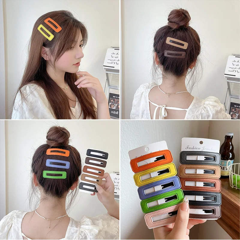 

Korean Square Temperament Hairpin Women Forehead Broken Hair Hairpin Fashion Side Bangs One Word Clip Simple Sweet Headdress