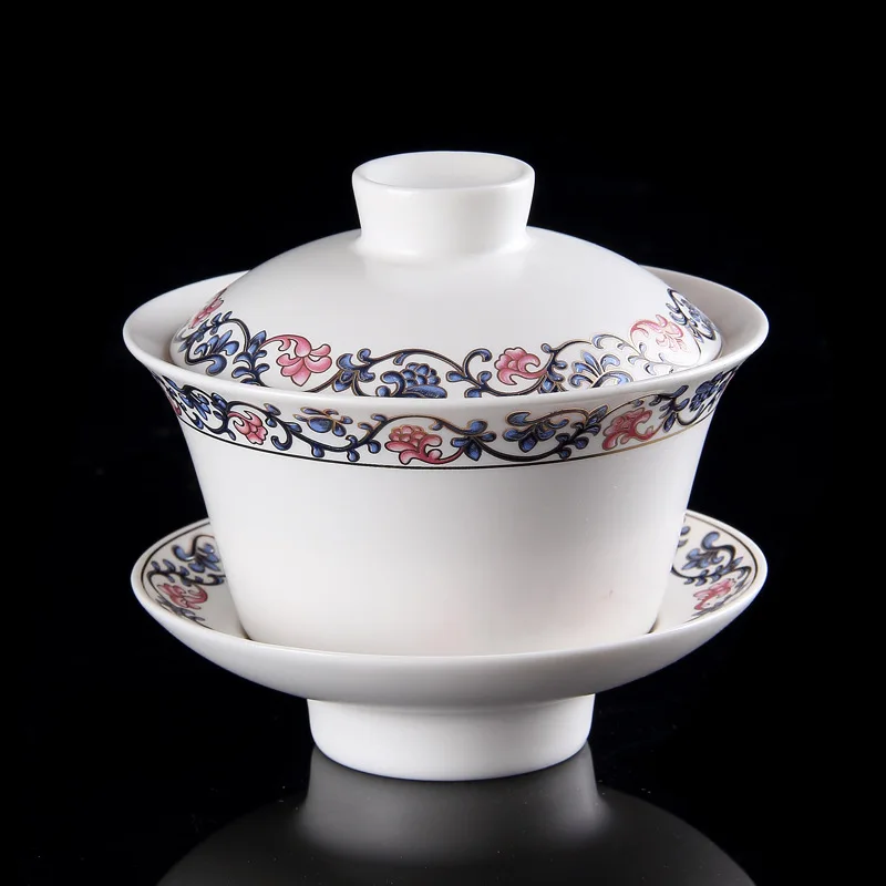 Buy Chinese Tea Set Gaiwan Porcelain Traditional Antique Kung Fu Tureen Ceramic Wedding Bowl Cup Gongfu 200ml on