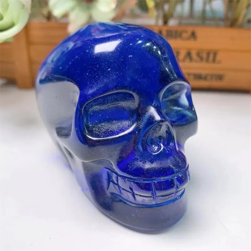 Натуральный Стеклянный Череп Aura мини-хрустальный резьбовой волшебник украшение