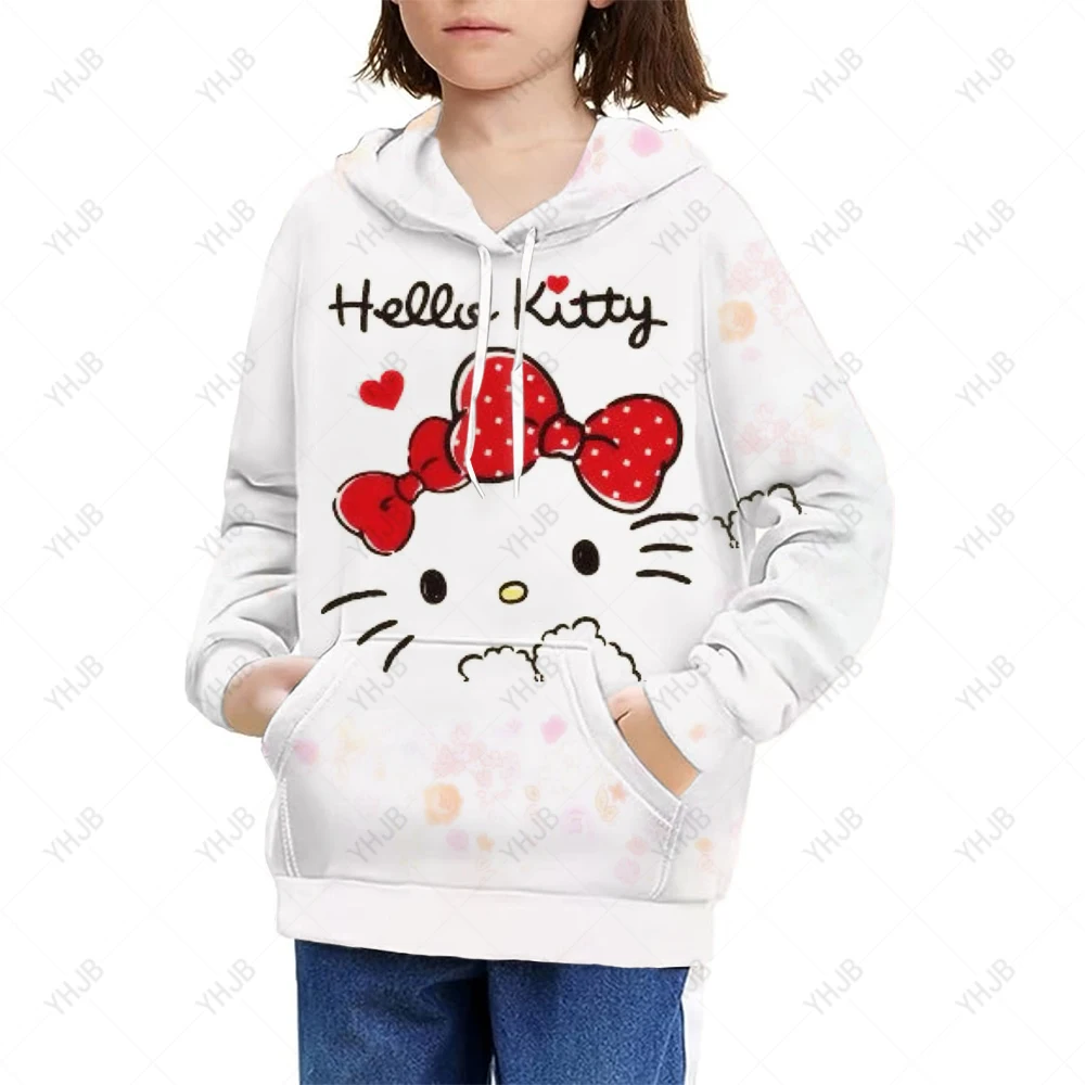 

Толстовки с длинным рукавом Hello kitty, топы с капюшоном для девочек и мальчиков, детская одежда, весенняя одежда, модные детские толстовки