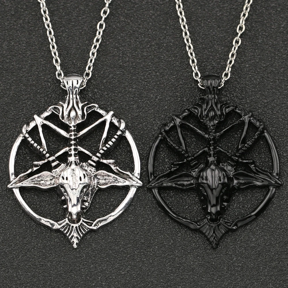 Ожерелье в виде сковороды богов козы головы рога черепа демона пентаграмма кулон