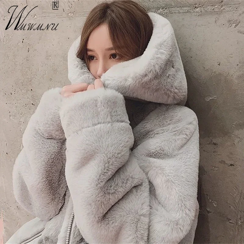 Зимняя одежда куртки с капюшоном из искусственного меха женские повседневные