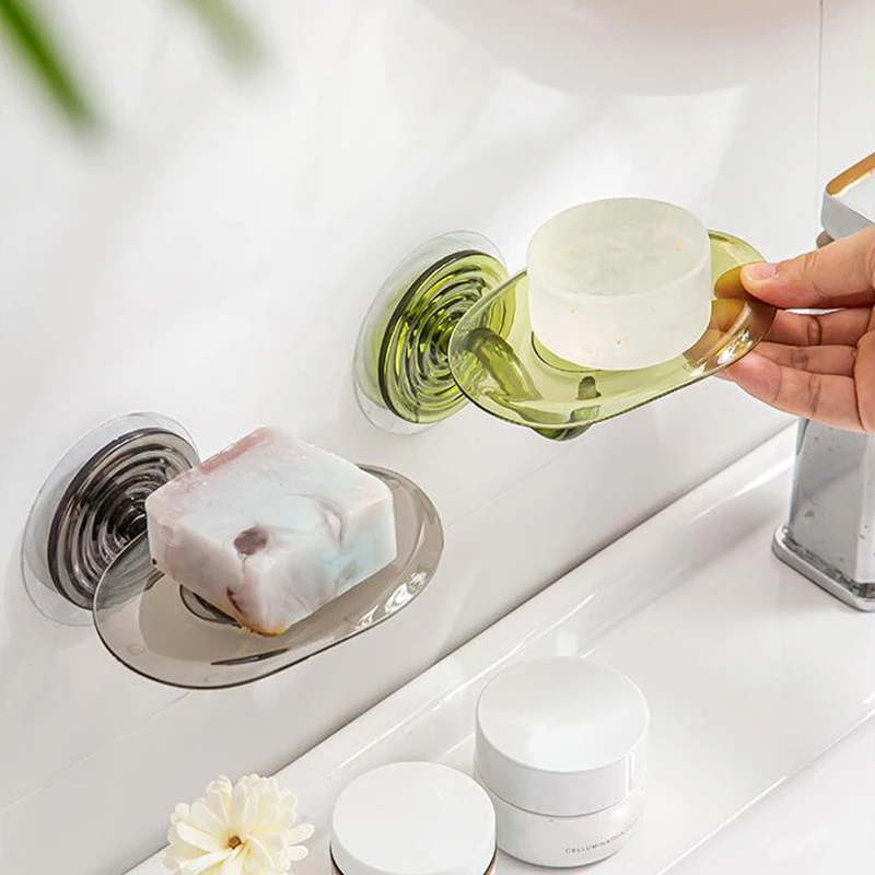 

1PC Wall Mounted Soap Dish Drain Soap Holder Creative Storage Rack Holder Sponge Dish Plastic Soap Container Bathroom Accessorie