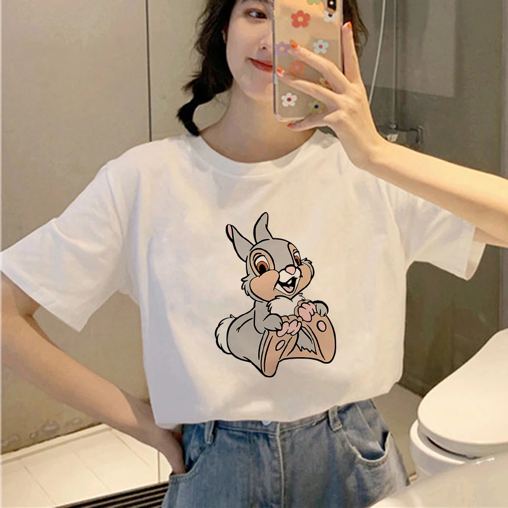 

Tees Graphic Female T Shirt Harajuku Adult Unisex Tshirts Women Fashion Bambi Angry Print Girl T-Shirt