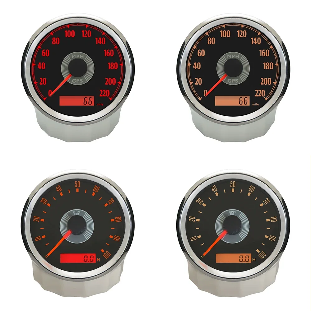 ELING 2 Gauge Set 85 мм GPS спидометр 0-160MPH 220 км/ч + тахометр 0-8000 об/мин с красной желтой