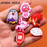 freeshipping 1pcs human organs shoe charms heart brain stomach pvc shoe accessories decoration fit croc jibz party kids gifts