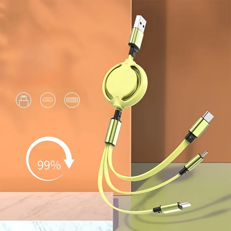 

Выдвижной USB-кабель 3-в-1 Для Быстрой Зарядки И Передачи Данных Мультизагрузочный Шнур Для iPhone Samsung Huawei Xiaomi — На...
