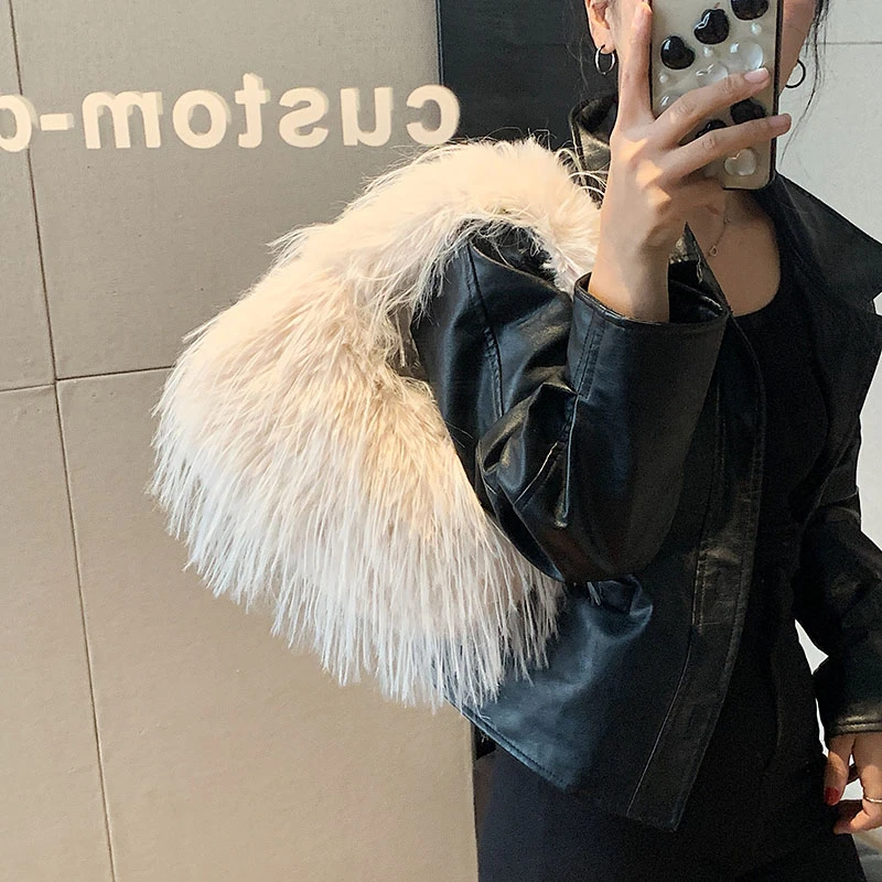 Роскошная дизайнерская дамская сумочка из искусственного меха кошелек 2023 модная