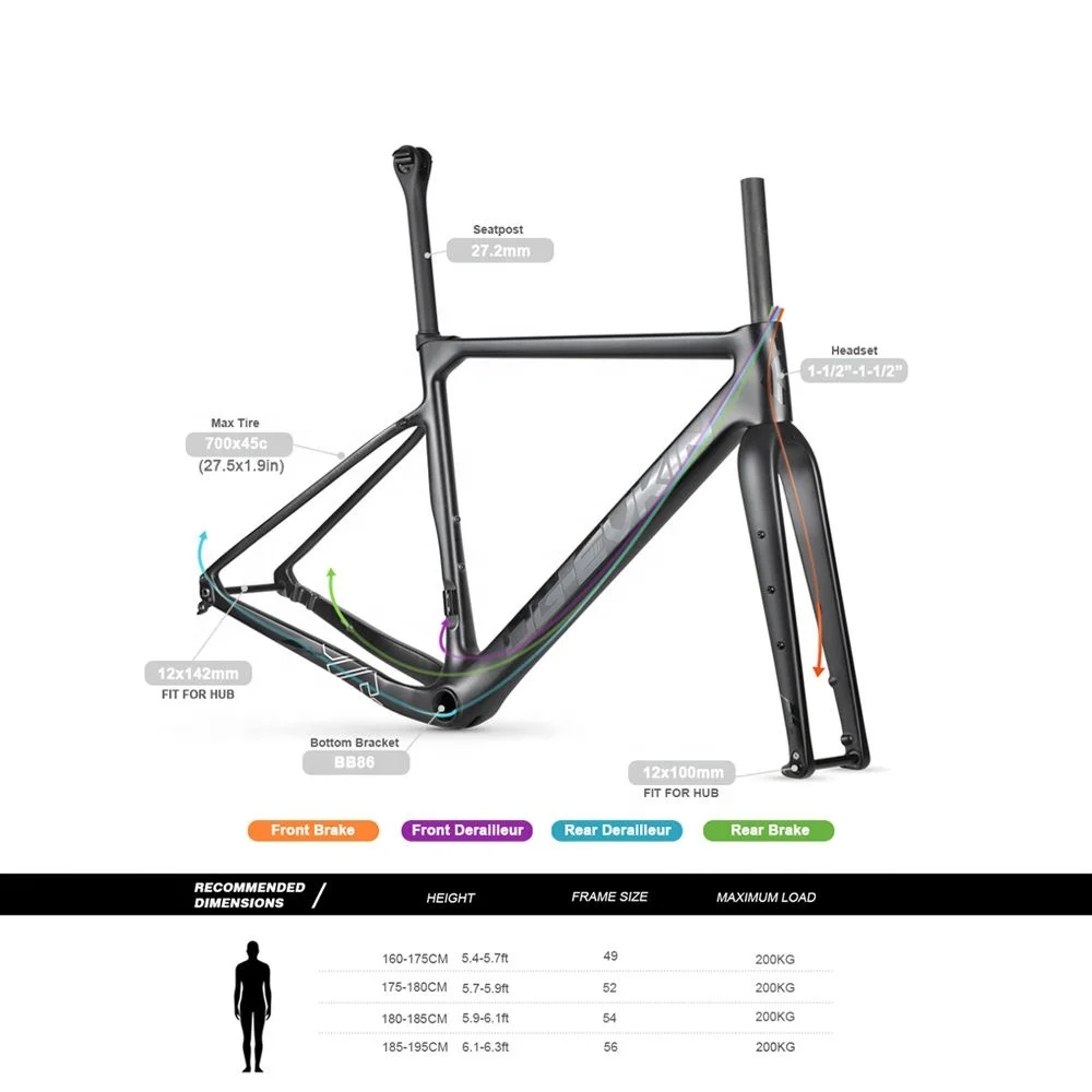 T800 карбоновая рама для дорожного велосипеда дисковый тормоз 700C набор рамок