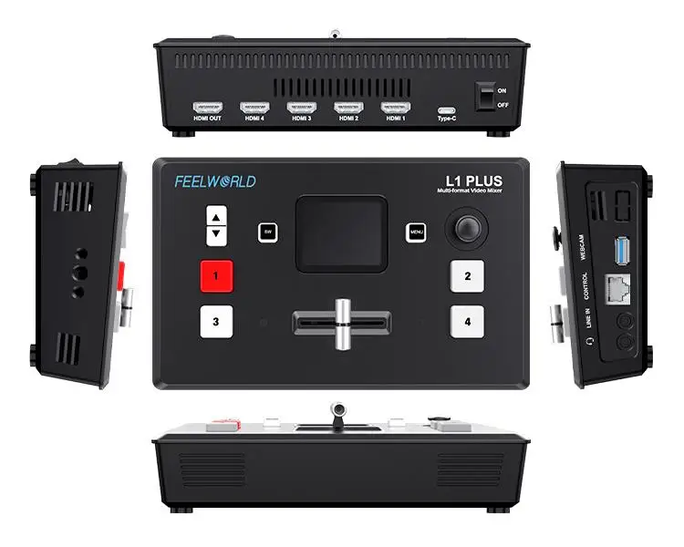 Фото Видеомикшер FEELWORLD L1 PLUS для нескольких камер, 4K-вход, 2-дюймовый сенсорный экран, управление PTZ, быстрая передача данных через USB3.0 №5