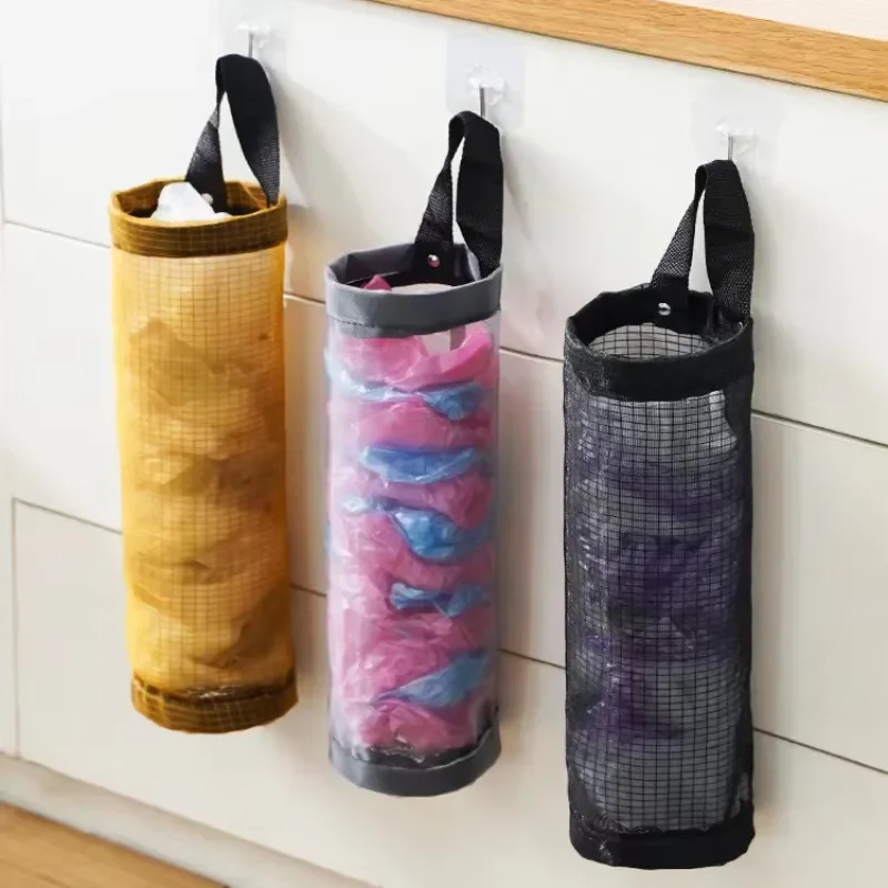

Wall-mounted garbage bag storage bag Organizer Kitchen plastic bag collector No-punch shopping bag storage hanging bag