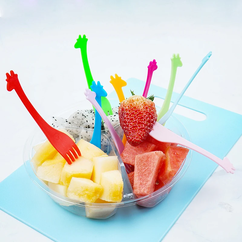 

10pcs/Set Kitchen Fruit Forks Snack Toothpick Cartoon Giraffe Shape Food Picks Salad Desert Forks Tableware