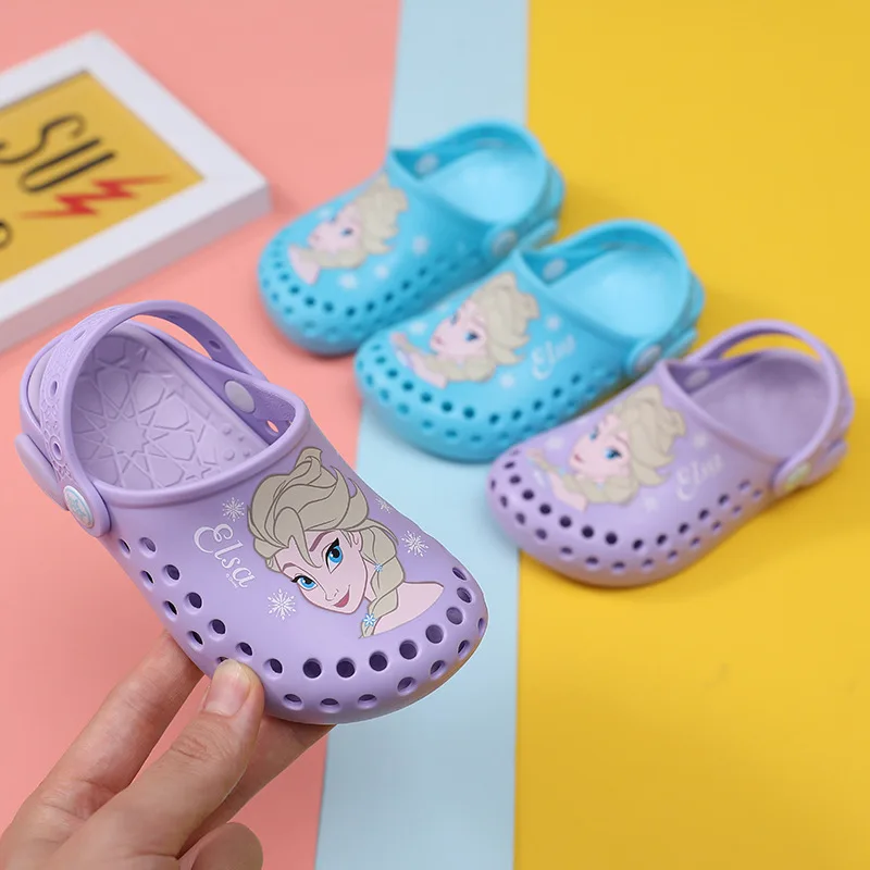 

Summer new Disney elsa princess silicone hole shoes non-slip indoor home baby cartoon toddler shoes