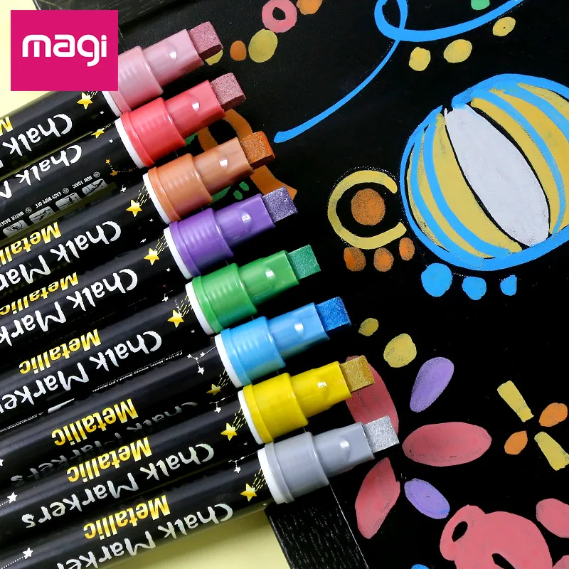 Liquid Chalk Marker Set ThickTip 10 MM Erasable 8 Pcs/Box Glass Window Blackboard  Pen Art Color Markers LED Writing Board Pens