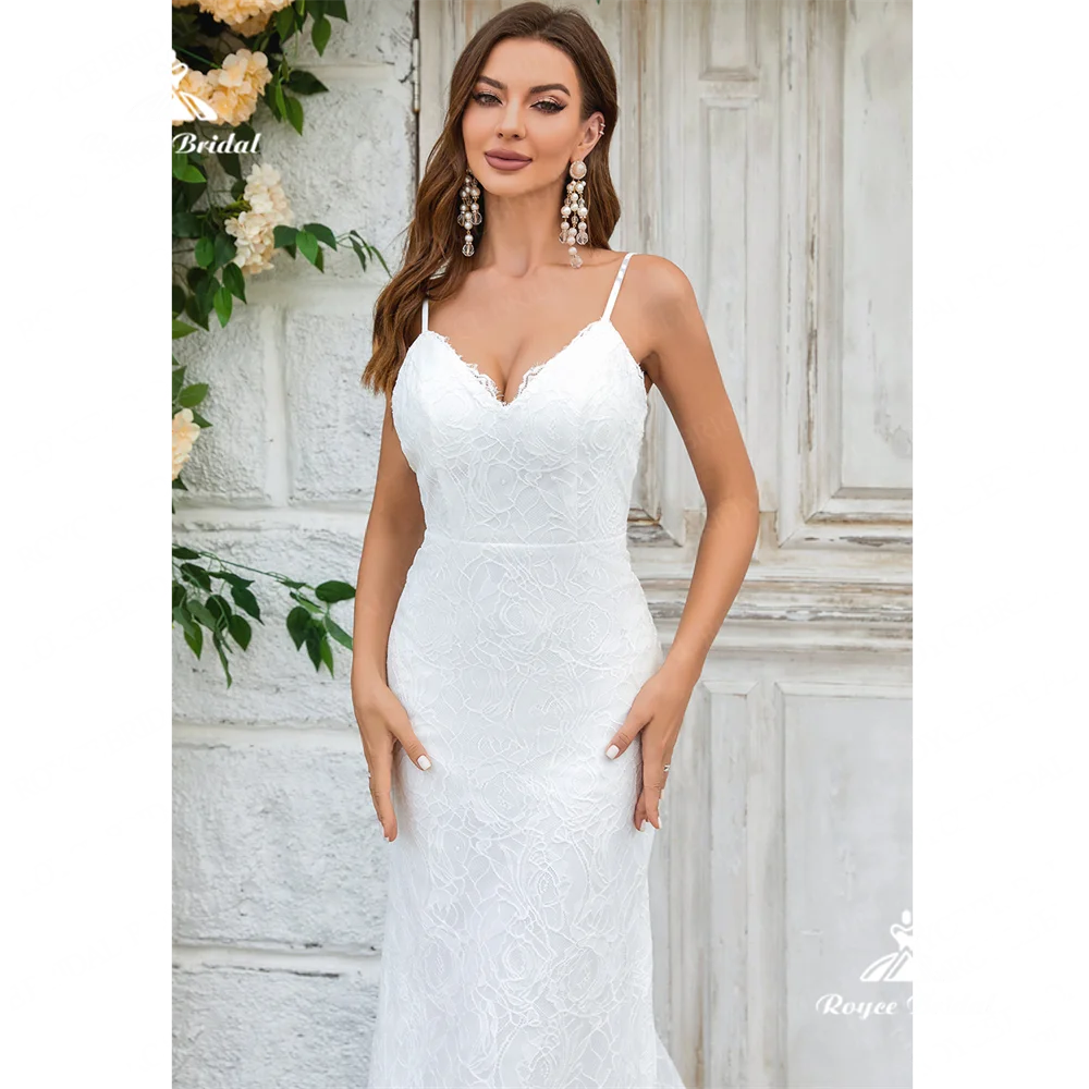 Свадебное платье Roycebridal с V-образным вырезом кружевное свадебное открытой спиной