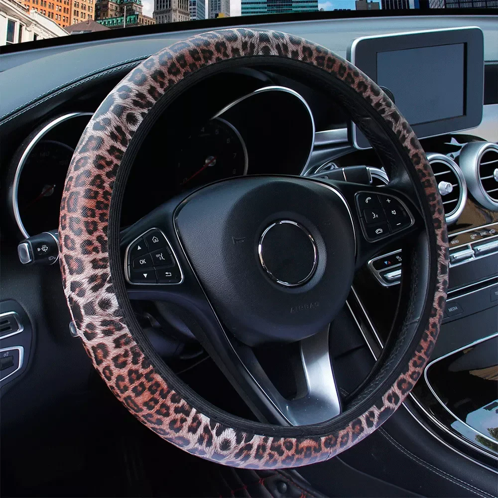 

Camouflage Leopard Print Elastic Steering Wheel Covers Without Inner Ring Fits 37-39CM for vwPolo TOYOTA-RAV KIA-RIO