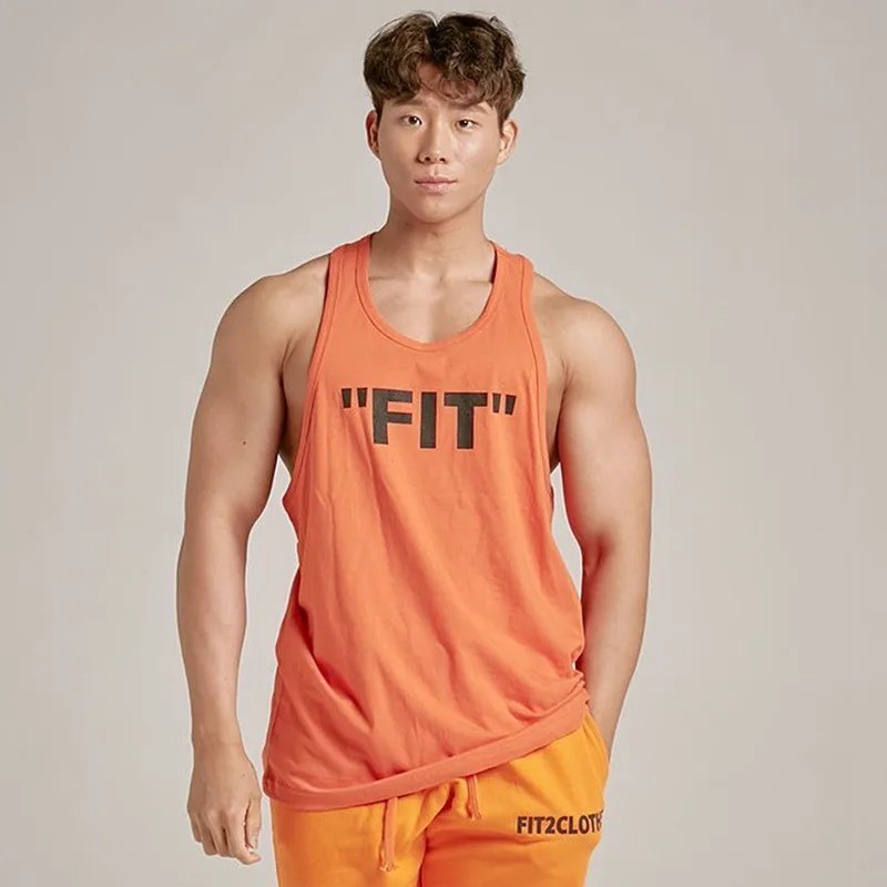 

Streetwear Summer New Cotton Men's Tank Tops Gym Workout Sports Worker Tank Tops Printed Fashion Streetwear Casual Tops