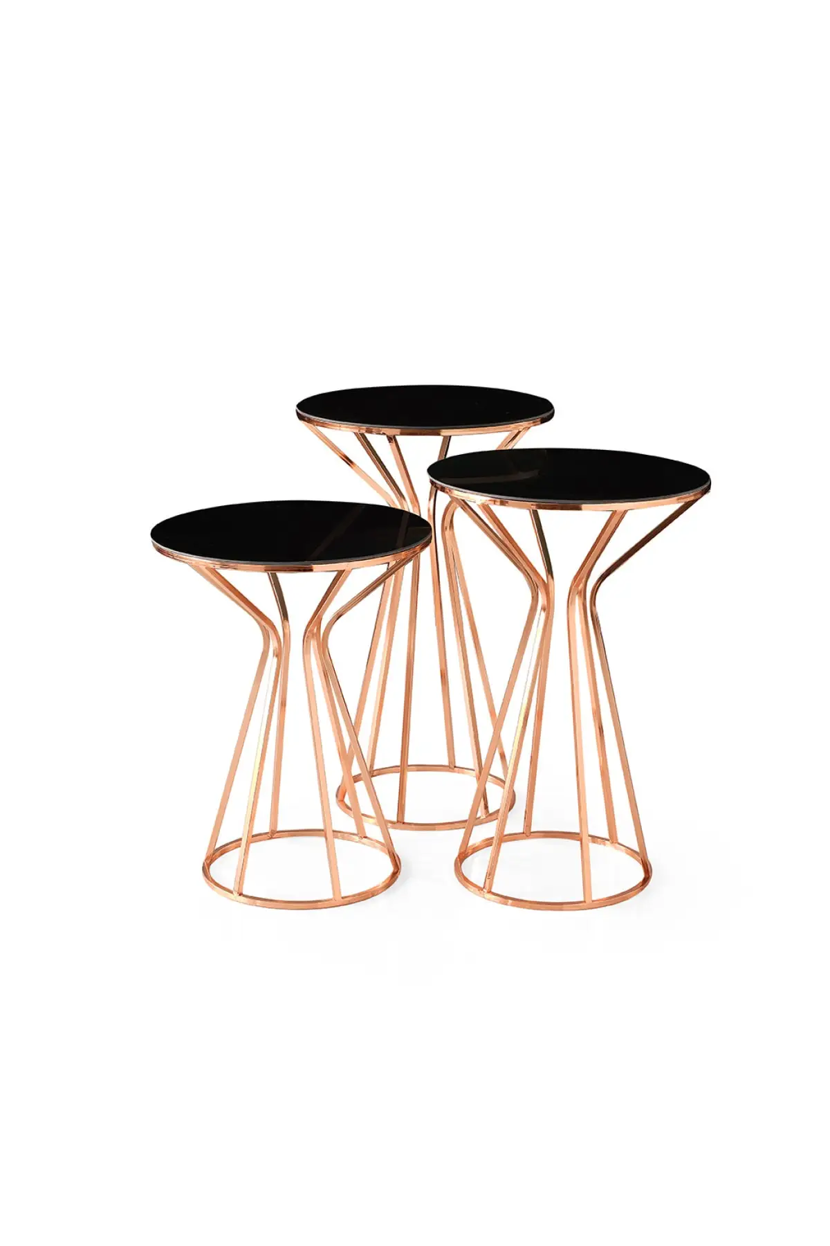 

Modern Texas Triple Zigon coffee table Set Copper Foot Black Glass coffee tables table basse furniture living room table