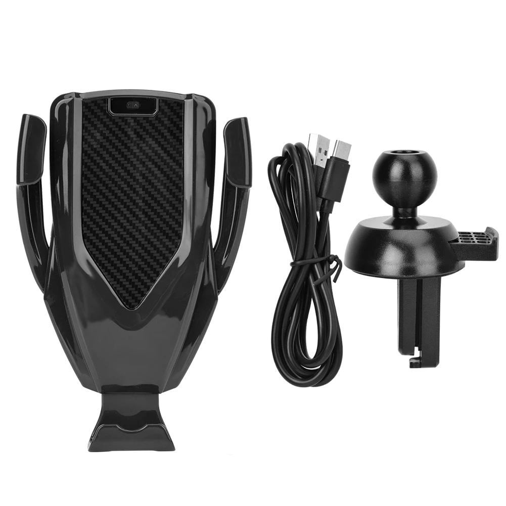 

10W/7.5W/5W Auto Recognition Wireless Car Charger Mount 360° Rotation 1500mA Charging - Black Wireless