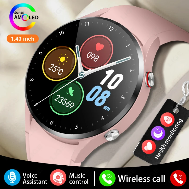 Часы LIGE женские с Bluetooth и GPS-трекером сенсорным экраном