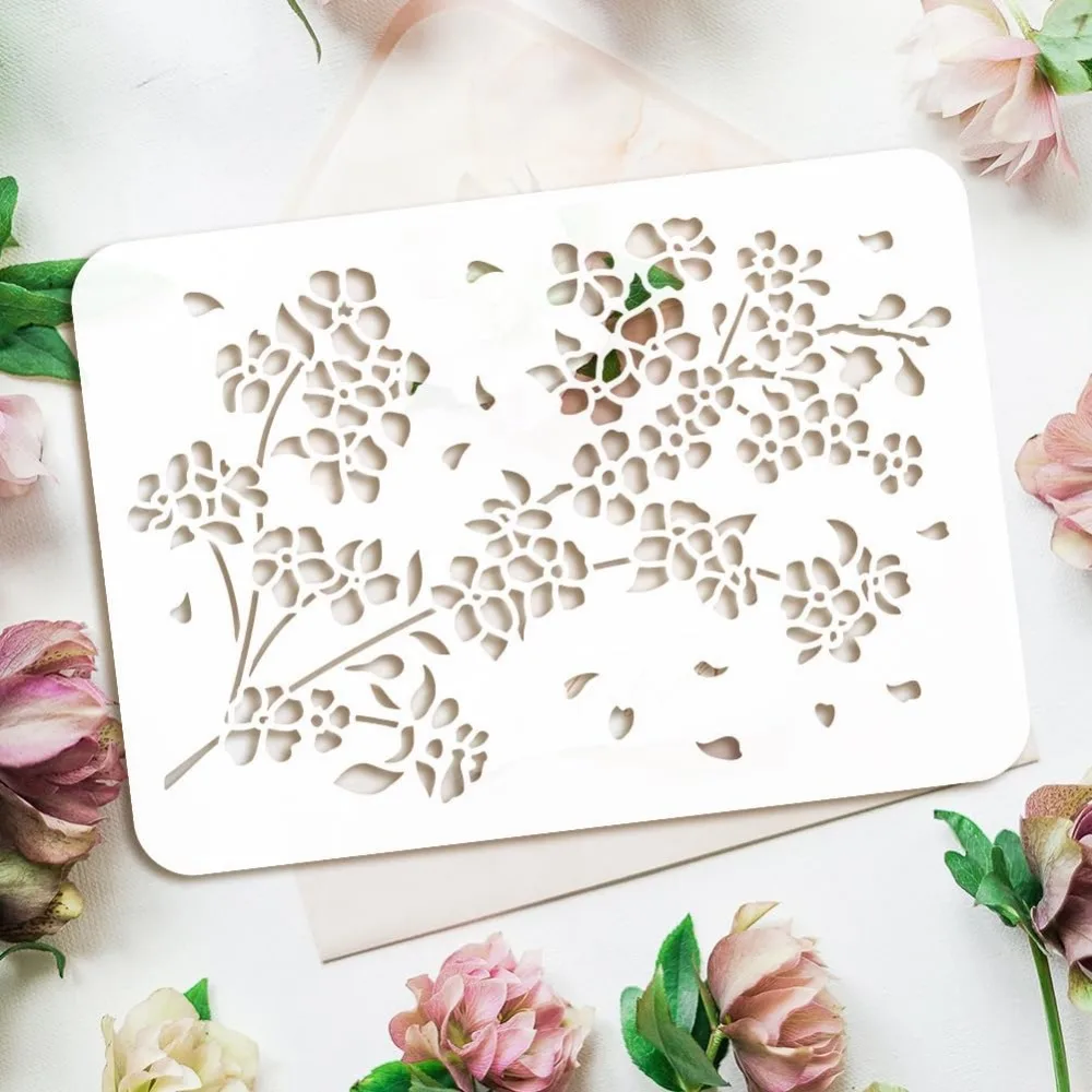 Трафарет для рисования цветов сливы 8 3x11 7 дюйма большой шаблон многоразовый