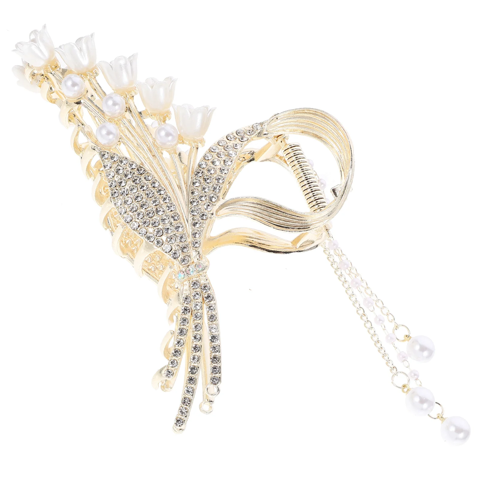 

Small Rhinestone Hair Clips Flower Accessories Thin Decorative Women Mini Claw Teens Pearl Barrettes