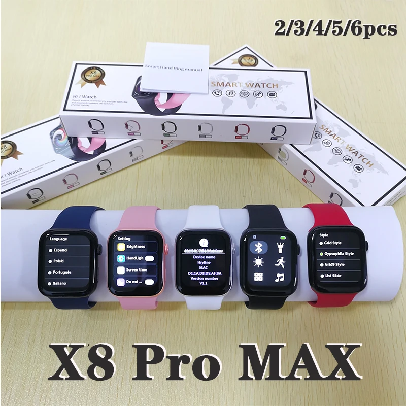 X8 Pro Max Smart Watch 3/4/5/6/10PCS Women Men Message Reminder 1.75 inch Dialing Sports Sleep Monitoring Heart-rate Smart Watch