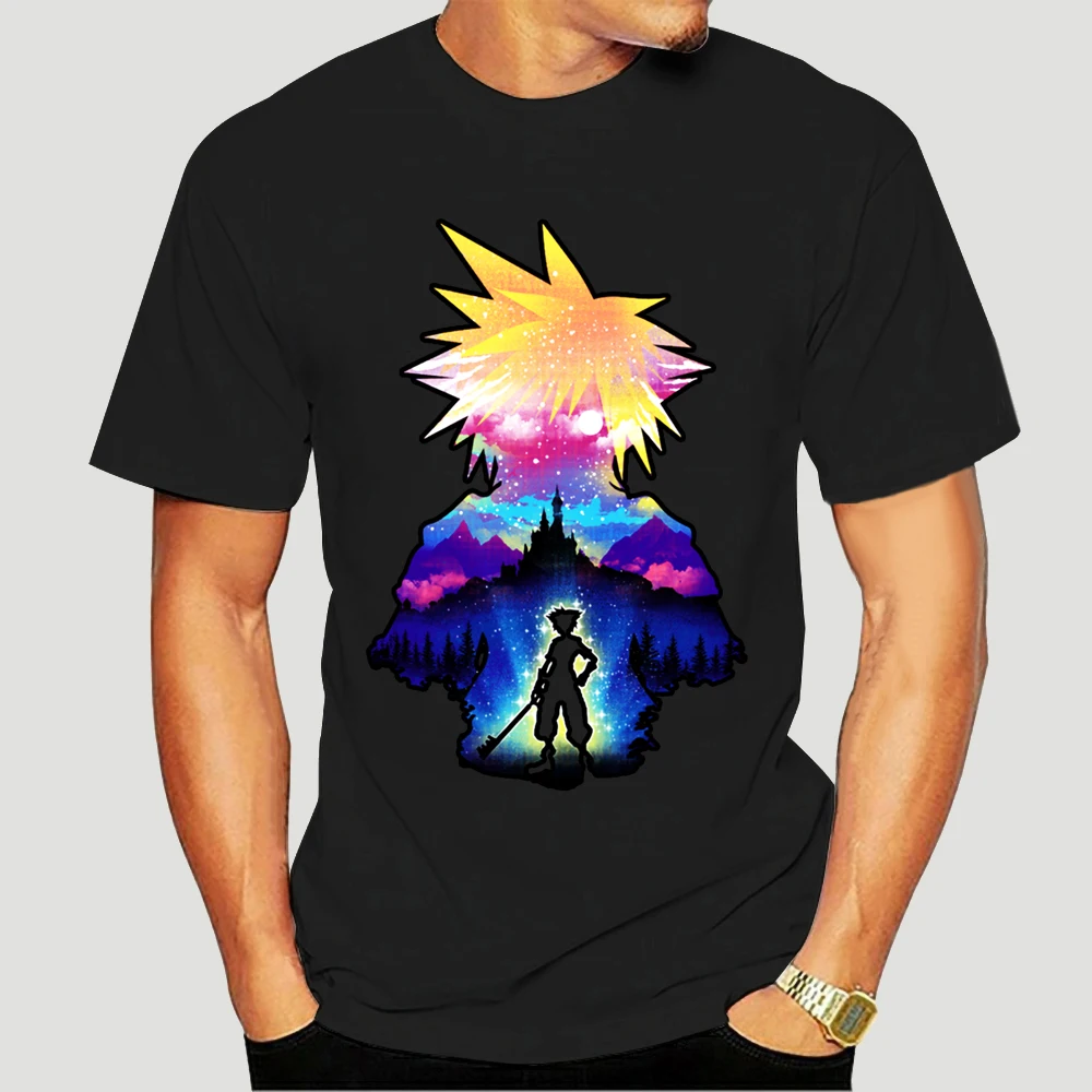 Фото Футболка FPACEKingdom Hearts, футболки с цифровым принтом Harajuku Sora Keyblade Camisetas, топы для ролевых игр, мужская хлопковая футболка 6179X №1