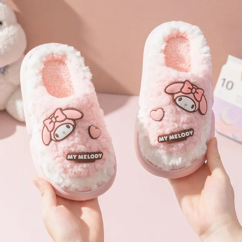 

Sanrios Hello Kitty Anime Kawaii Autumn and Winter Children Cotton Slippers Non Slip Thick Sole Girls Slippers Christmas Gifts